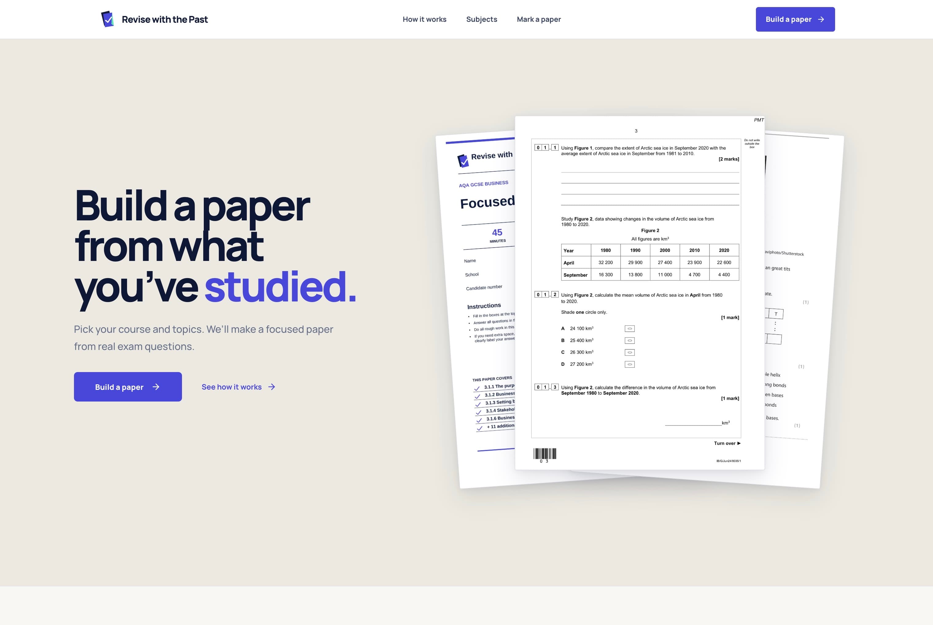 Revise with the Past interface